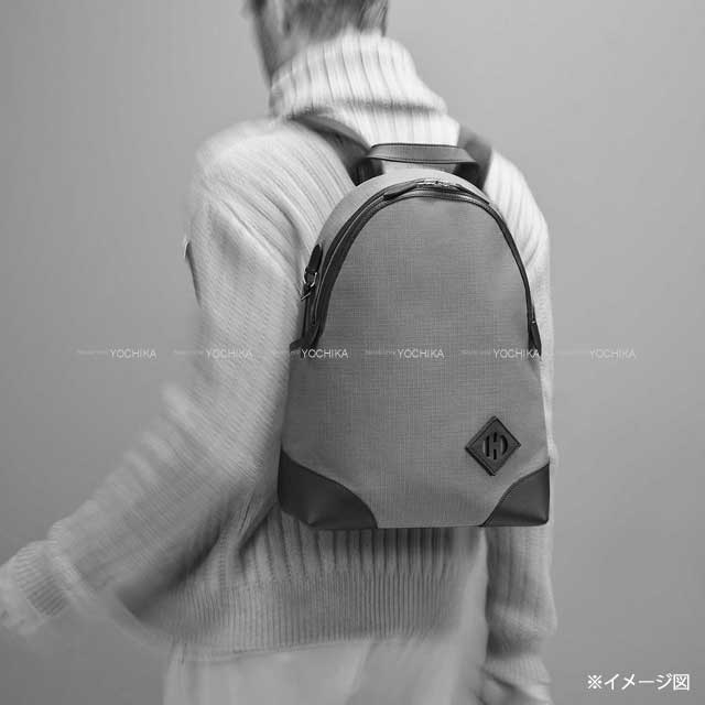 HERMES Backpack/daypack/Ruck sack ALLBACK T＆C Noir (Black) Toile Bivouac canvas/Swift Silver HW Stamp B[EXCELLENT][Authentic]