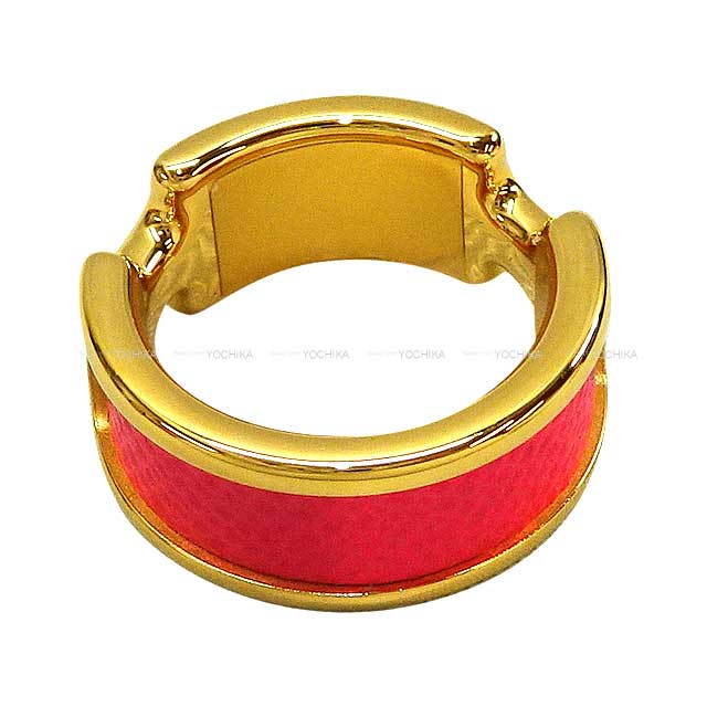 HERMES ring Olympe PM #52 Framboise Natural Graine #52 Gold HW[EXCELLENT][Authentic]
