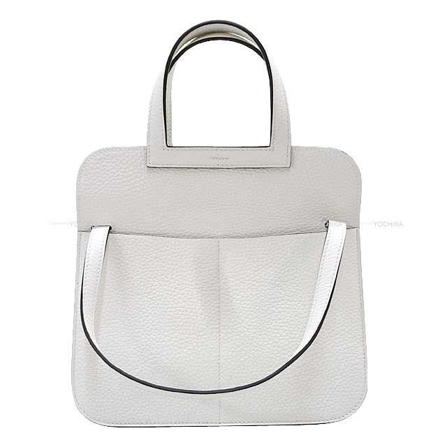 HERMES Shoulder bag Halzan 25 Verso New White/Vert Fizz Taurillon Clemence Silver HW Stamp B[BRAND NEW][Authentic]