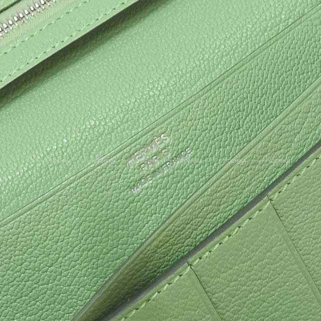 HERMES long wallet Bearn Soufflet Vert criquet Chevre Myzore Silver HW Stamp B[BRAND NEW][Authentic]