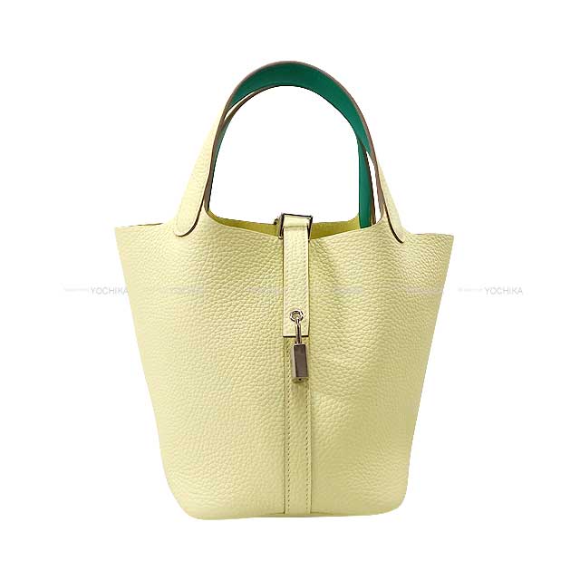 HERMES Handbag Picotin Lock 18 PM Eclat Jaune Milton/Vert Vertigo Taurillon Clemence/Veau Swift Silver HW Stamp W[BRAND NEW][Authentic]