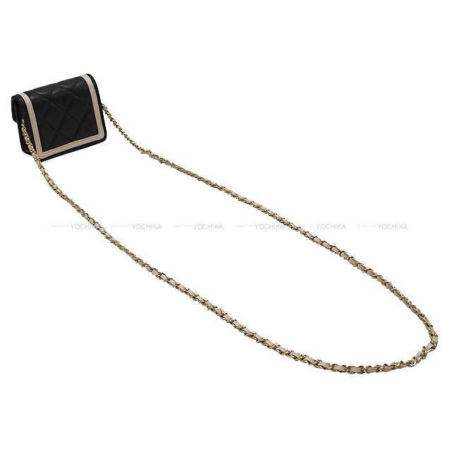 2023 AW CHANEL Shoulder bag Mini Matelasse Chain Clutch Black/Beige Lambskin Gold HW AP3560[EXCELLENT][Authentic]