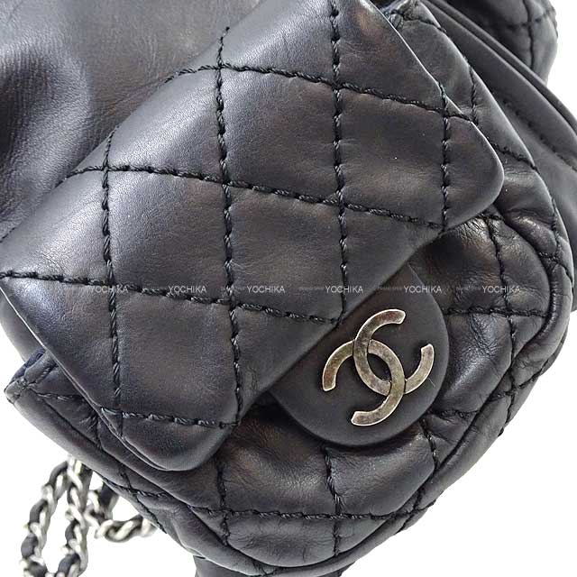 [Pre-loved] 2012 Metiers d'Art Collection CHANEL Backpack/daypack/Ruck sack Matelasse COCO mark Double pocket Bakcpack Noir (Black) Lambskin Antipue Matte silver HW A65835[LIKE NEW][Authentic]