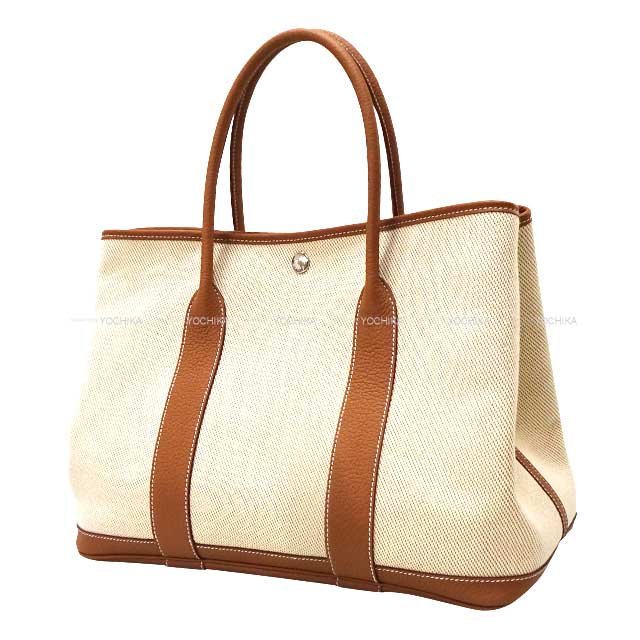 HERMES tote bag Garden Party 36 PM Naturel/Gold Toile Twill H/Veau Negonda Silver HW Stamp B[BRAND NEW][Authentic]