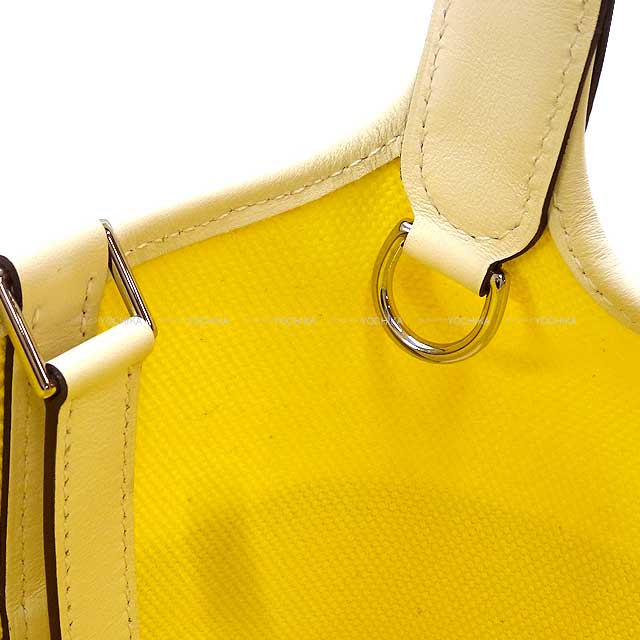 HERMES Handbag Picotin Lock 18 PM Cargo Pockets Jaune Citron/Nata Toile Goeland/Veau Swift Silver HW Stamp U[EXCELLENT][Authentic]