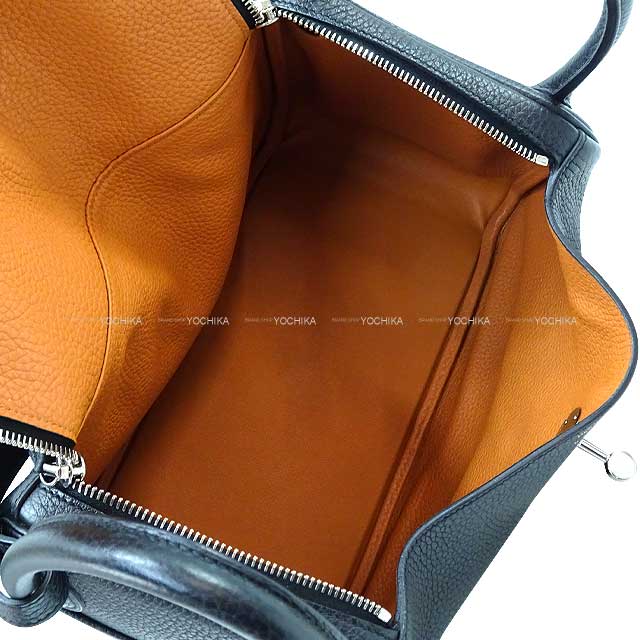 [Pre-loved] HERMES Shoulder bag Lindy 30 Verso Noir (Black)/Toffee Taurillon Clemence Silver HW Stamp A[LIKE NEW][Authentic]