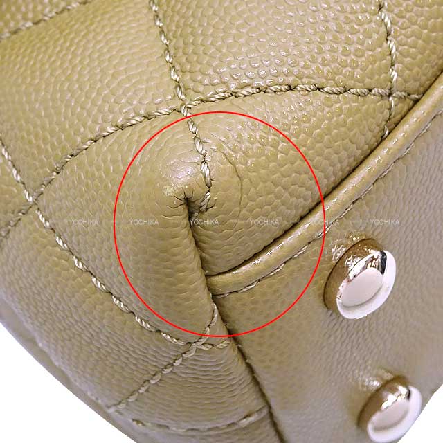 [Pre-loved] CHANEL Shoulder bag Matelasse COCO Handle XS 24 Olive Khaki Graind Calf(Caviarskin) Champagne Gold HW A92990[LIKE NEW][Authentic]