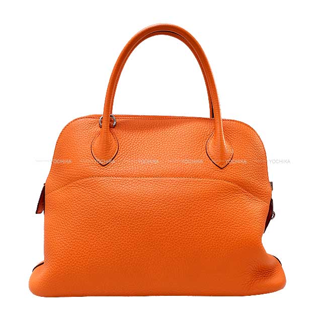 [Pre-loved] HERMES Shoulder bag Bolide31 Orange Taurillon Leather Silver HW Stamp □N[USED A][Authentic]