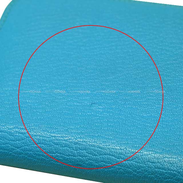 [Pre-loved] HERMES long wallet Azap Long Classic Bleu Azteque Chevre Myzore Silver HW Stamp □R[USED SA][Authentic]