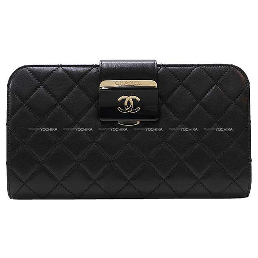 [Pre-loved] CHANEL Clutch bag Matelasse Coco Mark Noir (Black)/Bordeaux Lambskin Gold HW[LIKE NEW][Authentic]