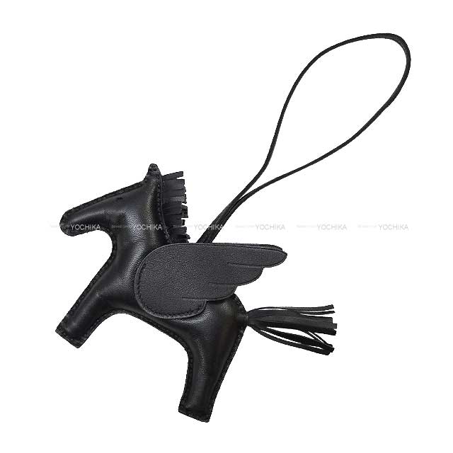 HERMES bag charm Rodeo Pegasus MM Monochrome SO BLACK Noir (Black) Agneau Milo/Veau Swift Stamp U[EXCELLENT][Authentic]