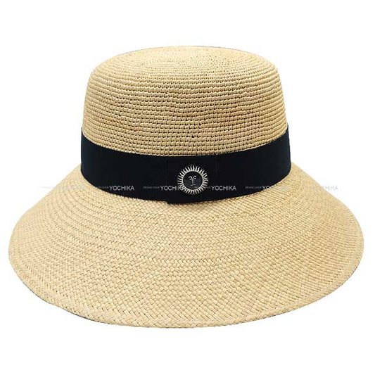 HERMES hat Galante Visage Soleil button #59 Naturel paille crochet/panama brisa Brim: 3.9"[BRAND NEW][Authentic]