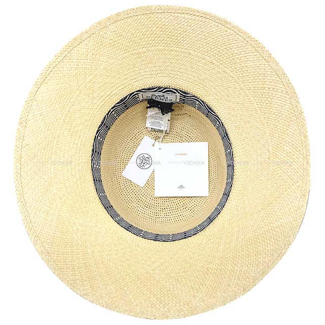 HERMES hat Galante Visage Soleil button #59 Naturel paille crochet/panama brisa Brim: 3.9"[BRAND NEW][Authentic]
