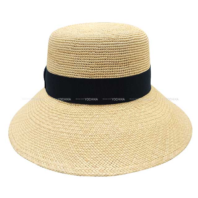 HERMES hat Galante Visage Soleil button #59 Naturel paille crochet/panama brisa Brim: 3.9"[BRAND NEW][Authentic]
