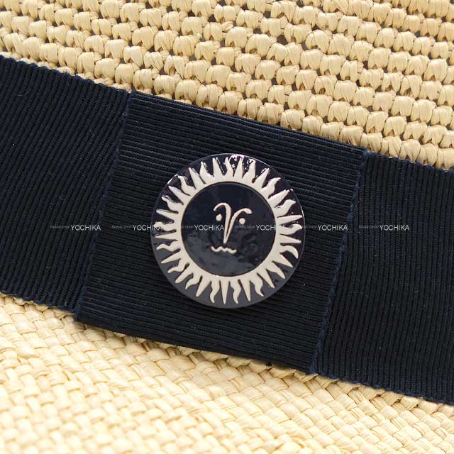 HERMES hat Galante Visage Soleil button #59 Naturel paille crochet/panama brisa Brim: 3.9"[BRAND NEW][Authentic]