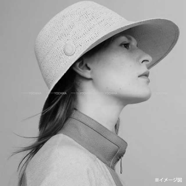 HERMES hat Galante Visage Soleil button #59 Naturel paille crochet/panama brisa Brim: 3.9"[BRAND NEW][Authentic]