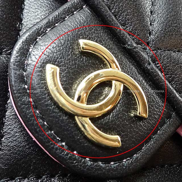 [Pre-loved] CHANEL Shoulder bag Mini Matelasse Frap Chain Noir (Black)/Pink Lambskin Champagne Gold HW AP3226[LIKE NEW][Authentic]