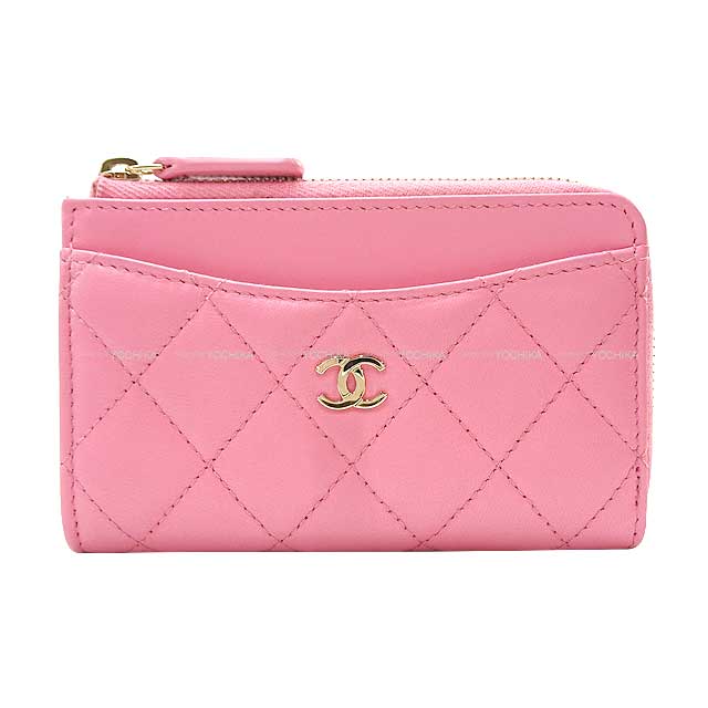 [Pre-loved] CHANEL card holder Fragment Timeless Classic Pink Lambskin Champagne Gold HW AP3179[LIKE NEW][Authentic]