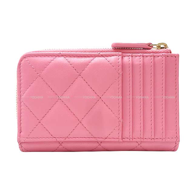 [Pre-loved] CHANEL card holder Fragment Timeless Classic Pink Lambskin Champagne Gold HW AP3179[LIKE NEW][Authentic]