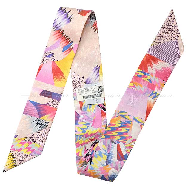 2022 SS HERMES scarf Twilly Kyoto Marble Silk Tattoo Rose/Multicolor Silk100%[EXCELLENT][Authentic]