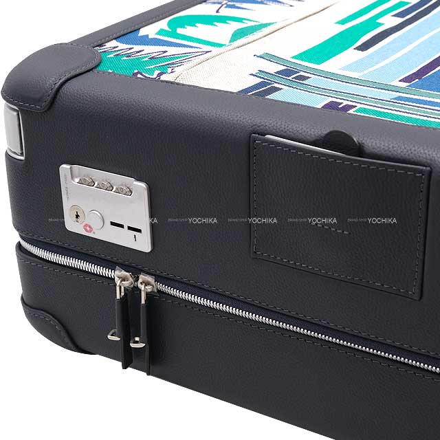 HERMES suitcase Travel carry case Rolling Mobility Suitcase R.M.S Sea Surf and Fun Bleu Nuit Taurillon Regate/Toile H Plume Silver HW Stamp C[EXCELLENT][Authentic]