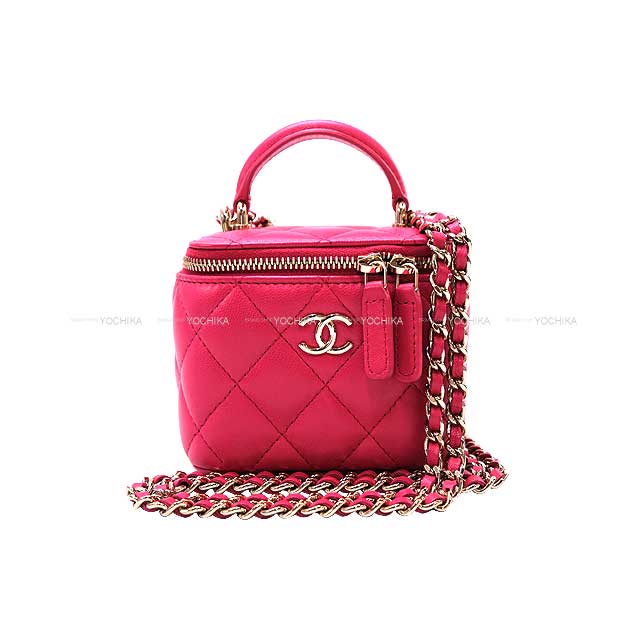 [Pre-loved] CHANEL Shoulder bag Matelasse COCO mark small vanity Chain Deep Pink Lambskin Champagne Gold HW AP2198[LIKE NEW][Authentic]