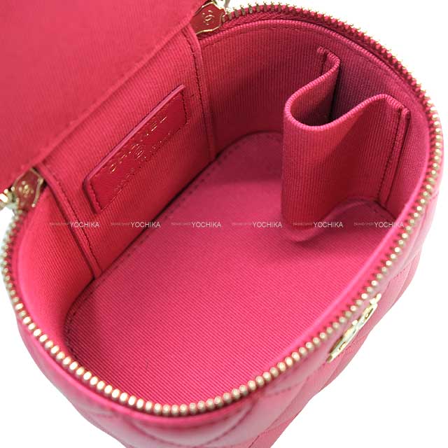 [Pre-loved] CHANEL Shoulder bag Matelasse COCO mark small vanity Chain Deep Pink Lambskin Champagne Gold HW AP2198[LIKE NEW][Authentic]