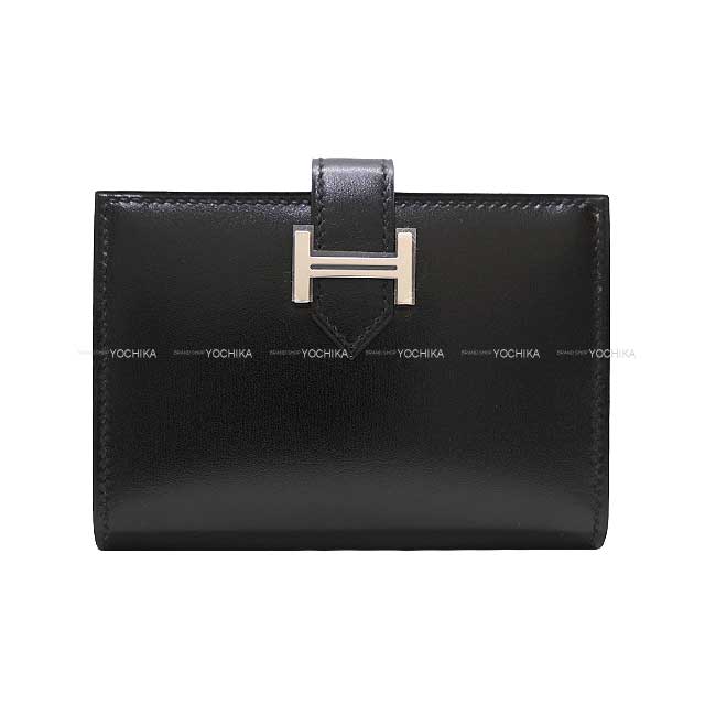 HERMES card holder Bearn Card holder Noir (Black) Box Calf Silver HW Stamp B[BRAND NEW][Authentic]