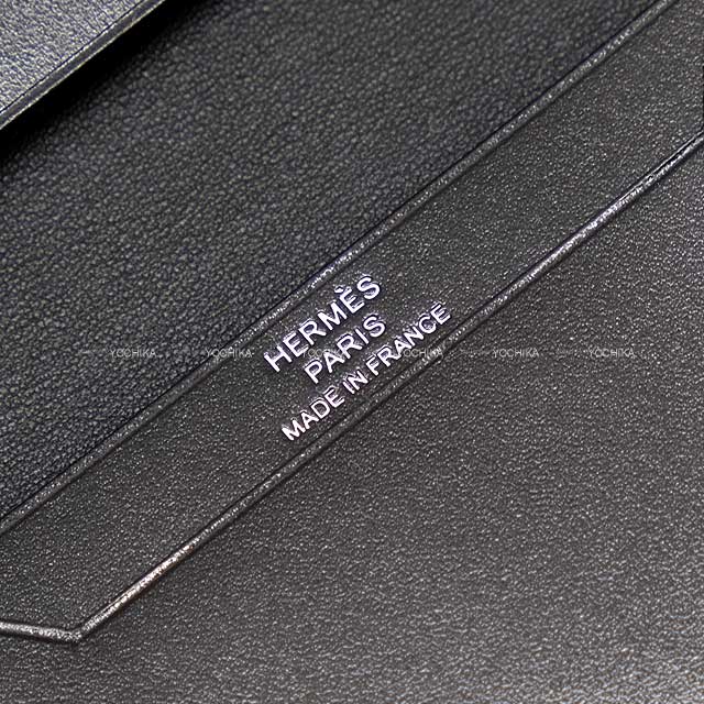 HERMES card holder Bearn Card holder Noir (Black) Box Calf Silver HW Stamp B[EXCELLENT][Authentic]