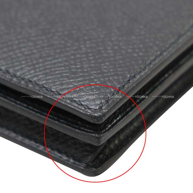 [Pre-loved] HERMES long wallet Bearn Soufflet Noir (Black) Veau Epsom Silver HW Stamp X[LIKE NEW][Authentic]