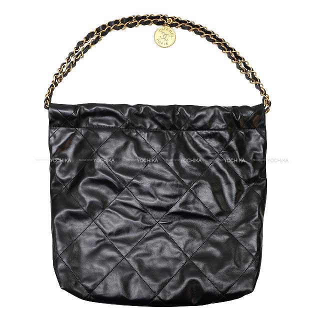 [Pre-loved] 2022 CHANEL Shoulder bag CHANEL 22 Matelasse Medai Charm Small Hobo Noir (Black) Shiny Calfskin Gold HW AS3260[LIKE NEW][Authentic]