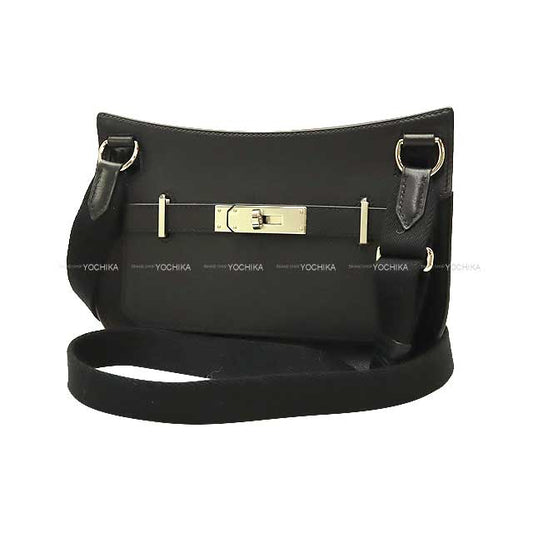 HERMES Shoulder bag Jypsiere Mini Noir (Black) Evercalf Silver HW Stamp B[EXCELLENT][Authentic]