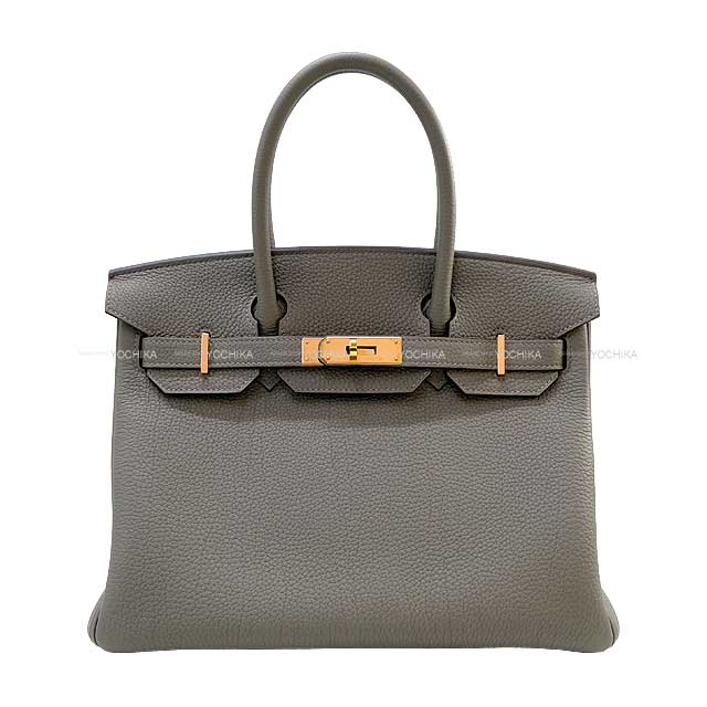 HERMES Handbag Birkin30 Gris Meyer Veau Togo Rose Gold HW Stamp U[EXCELLENT][Authentic]