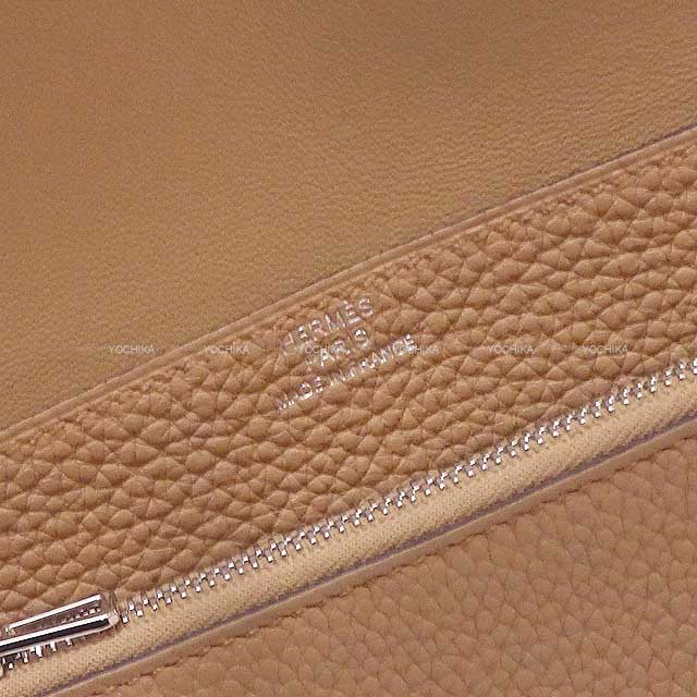 HERMES Bi-fold wallet Dogon Compact Chai Veau Togo Silver HW Stamp U[EXCELLENT][Authentic]