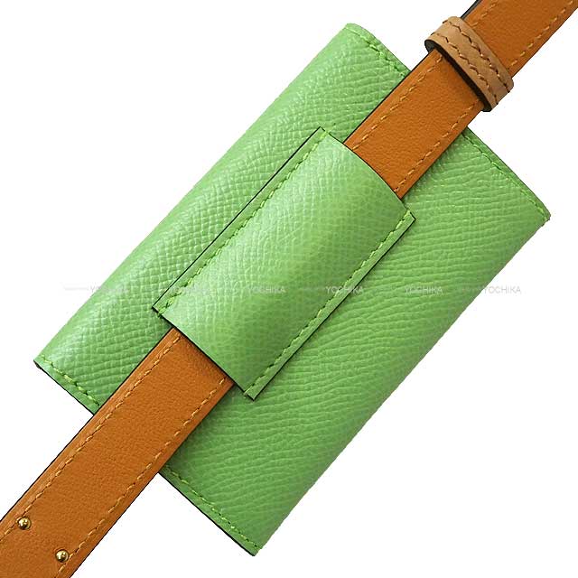 HERMES belt Kelly Belt Pocket Multicolored Chai/Vert criquet/Citron / Bleu du nord Veau Epsom Gold HW Stamp U[EXCELLENT][Authentic]