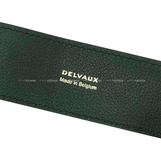 [Pre-loved] Delvaux scarf Handle ribbon with fur Pine green jumping calf/fox[LIKE NEW][Authentic]