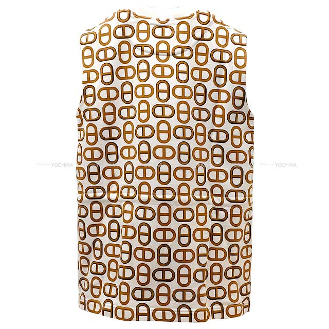 2024 SS New HERMES Tunic Sleeveless Chaine D'ancre Blanc (White)/Brown Cotton100% 34[BRAND NEW][Authentic]