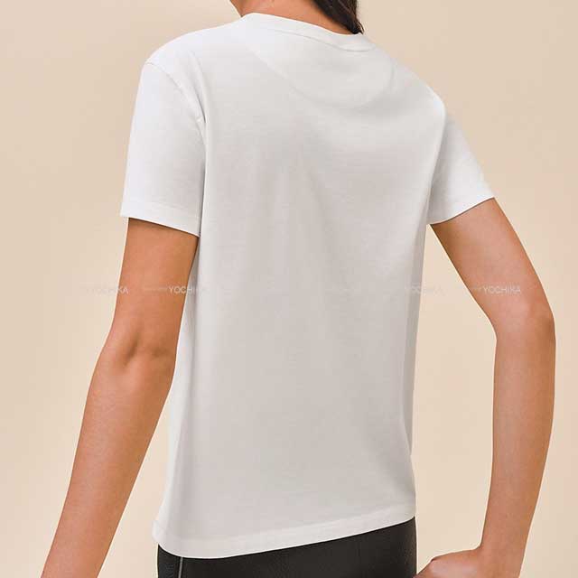 2023 SS HERMES Short sleeve t shirt Embroidery with Pocket Mosaic Blanc (White) Cotton100% 34[EXCELLENT][Authentic]