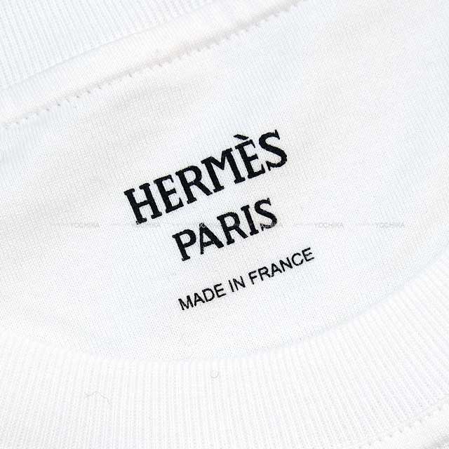 2023 SS HERMES Short sleeve t shirt Embroidery with Pocket Mosaic Blanc (White) Cotton100% 34[EXCELLENT][Authentic]