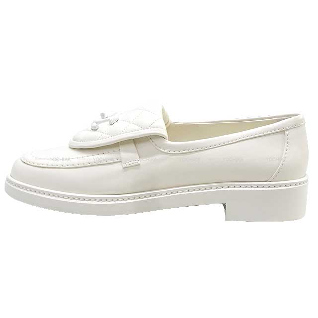 2024 Cruise NEW CHANEL loafers Matelasse COCO Mark Blanc (White) Lambskin #38 G45474[BRAND NEW][Authentic]