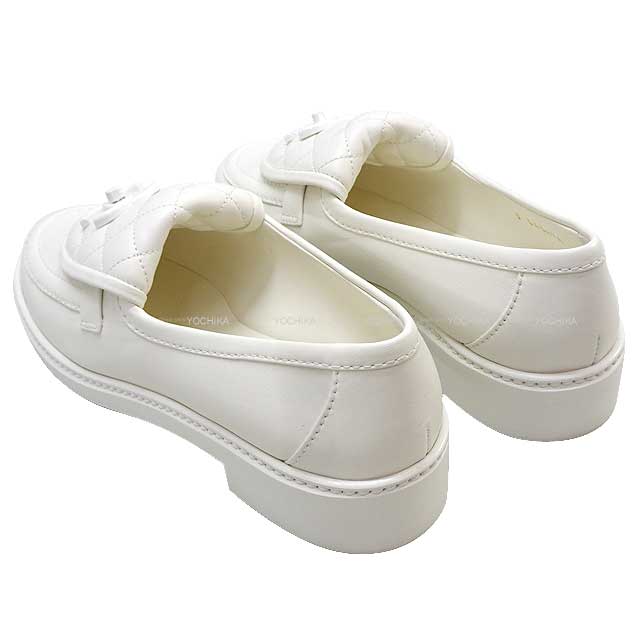 2024 Cruise NEW CHANEL loafers Matelasse COCO Mark Blanc (White) Lambskin #38 G45474[BRAND NEW][Authentic]