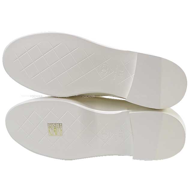 2024 Cruise NEW CHANEL loafers Matelasse COCO Mark Blanc (White) Lambskin #38 G45474[BRAND NEW][Authentic]