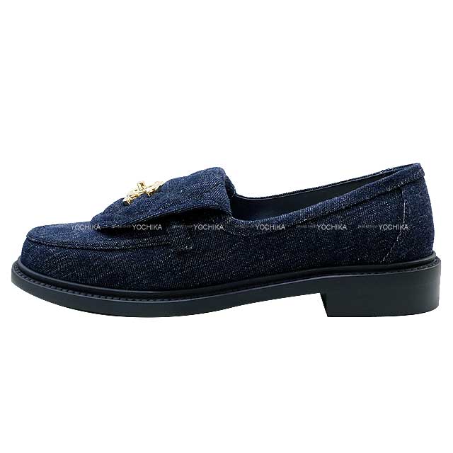 2024 Cruise New CHANEL loafers Matelasse Coco mark Denim Blue Denim #38 G45720[BRAND NEW][Authentic]