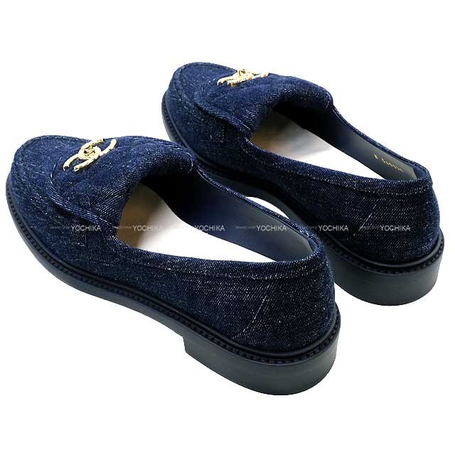 2024 Cruise New CHANEL loafers Matelasse Coco mark Denim Blue Denim #38 G45720[BRAND NEW][Authentic]