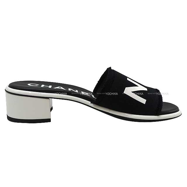 2024 Cruise New CHANEL sandals Logo Noir (Black)/Blanc (White) #37.5 G45402[BRAND NEW][Authentic]