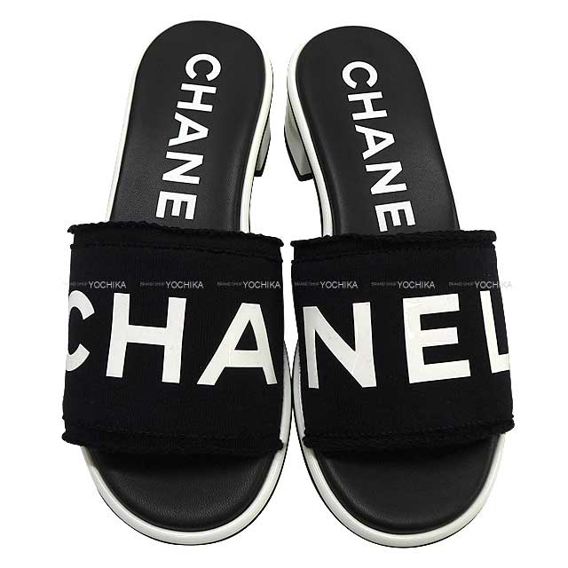 2024 Cruise New CHANEL sandals Logo Noir (Black)/Blanc (White) #37.5 G45402[BRAND NEW][Authentic]