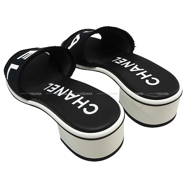 2024 Cruise New CHANEL sandals Logo Noir (Black)/Blanc (White) #37.5 G45402[BRAND NEW][Authentic]