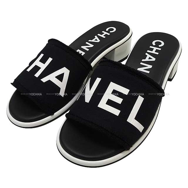 2024 Cruise New CHANEL sandals Logo Noir (Black)/Blanc (White) #37.5 G45402[BRAND NEW][Authentic]