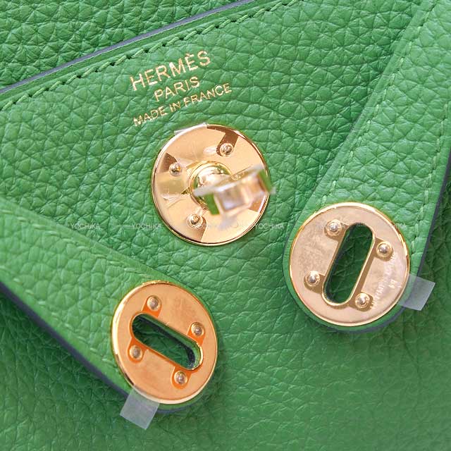 HERMES Shoulder bag Lindy mini 20 Vert Yucca Taurillon Clemence Gold HW Stamp B[BRAND NEW][Authentic]