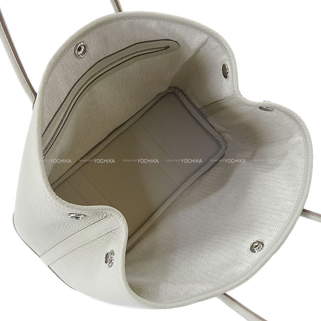 HERMES tote bag Garden Party 30 TPM All Leather Beton Veau Negonda Silver HW Stamp Z[ALMOST NEW][Authentic]